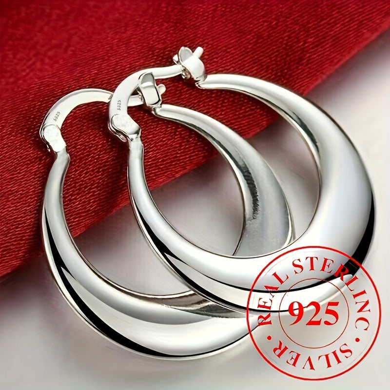 Créoles en argent sterling 925 pour femme – Boucles d'oreilles huggies élégantes, brillantes et hypoallergéniques, finition polie pour un usage quotidien, soirées et occasions spéciales, bijoux en argent légers et séduisants, idée cadeau