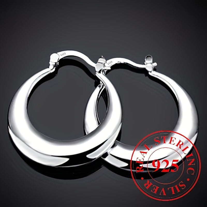 Créoles en argent sterling 925 pour femme – Boucles d'oreilles huggies élégantes, brillantes et hypoallergéniques, finition polie pour un usage quotidien, soirées et occasions spéciales, bijoux en argent légers et séduisants, idée cadeau