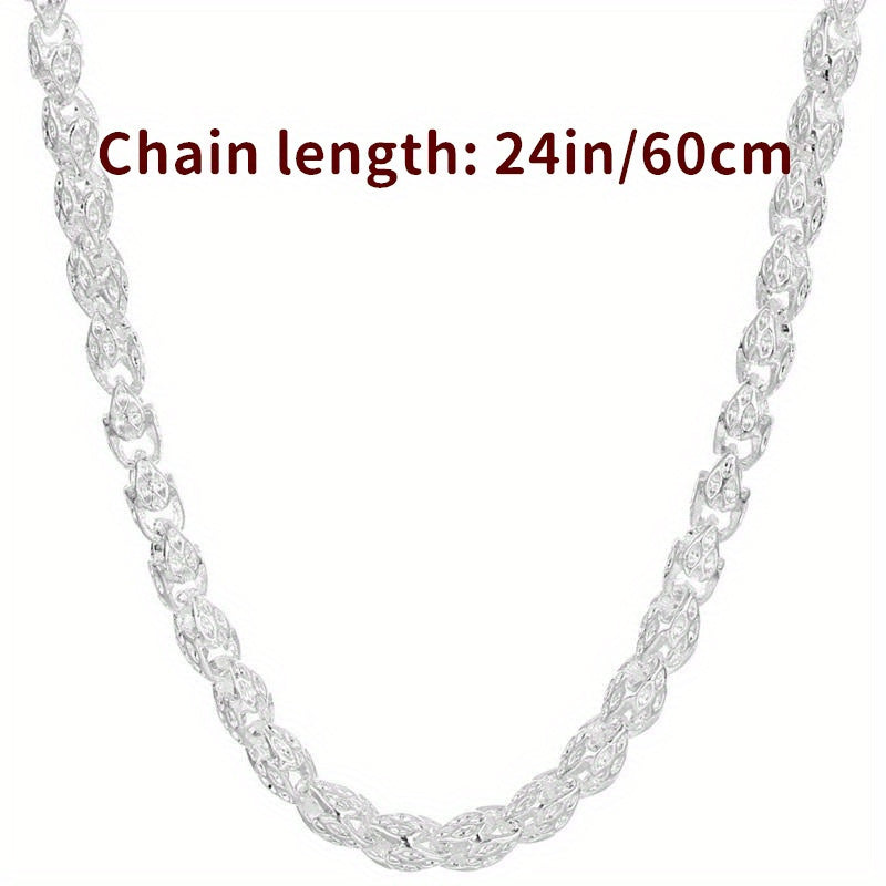 Collier chaîne bambou en argent sterling 925, 61 cm – Sans nickel, hypoallergénique, léger 6g, bijou de mode unisexe – Cadeau idéal pour hommes et femmes