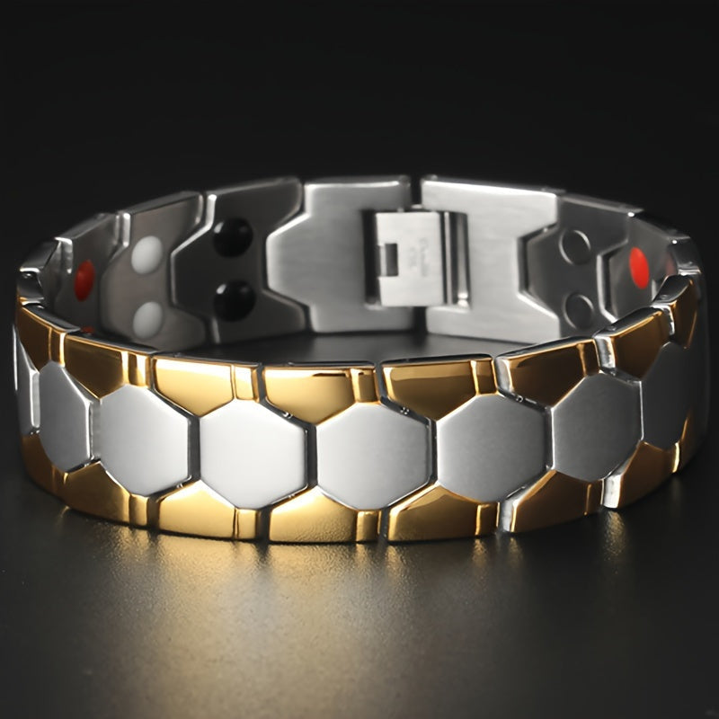 Bracelet magnétique sphérique pour homme en acier titane – Bracelet minimaliste élégant pour homme, cadeau idéal pour la fête des pères, disponible en noir, argent et or