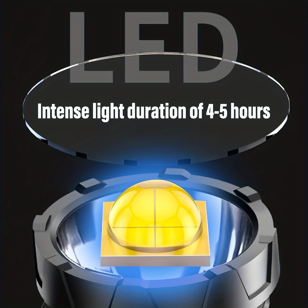Projecteur LED rechargeable 2000 lumens – 6 modes et 3 filtres colorés, lampe torche portative de 200 m de portée avec câble USB pour bateau, chasse, camping, randonnée, urgence et éclairage domestique