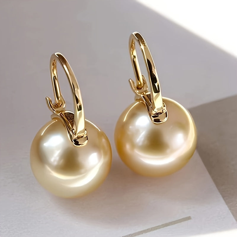Boucles d'oreilles pendantes en argent sterling 925 avec perles pour femmes – Design rond rétro et élégant, hypoallergéniques, légères, parfaites pour le quotidien, les fêtes et les cadeaux