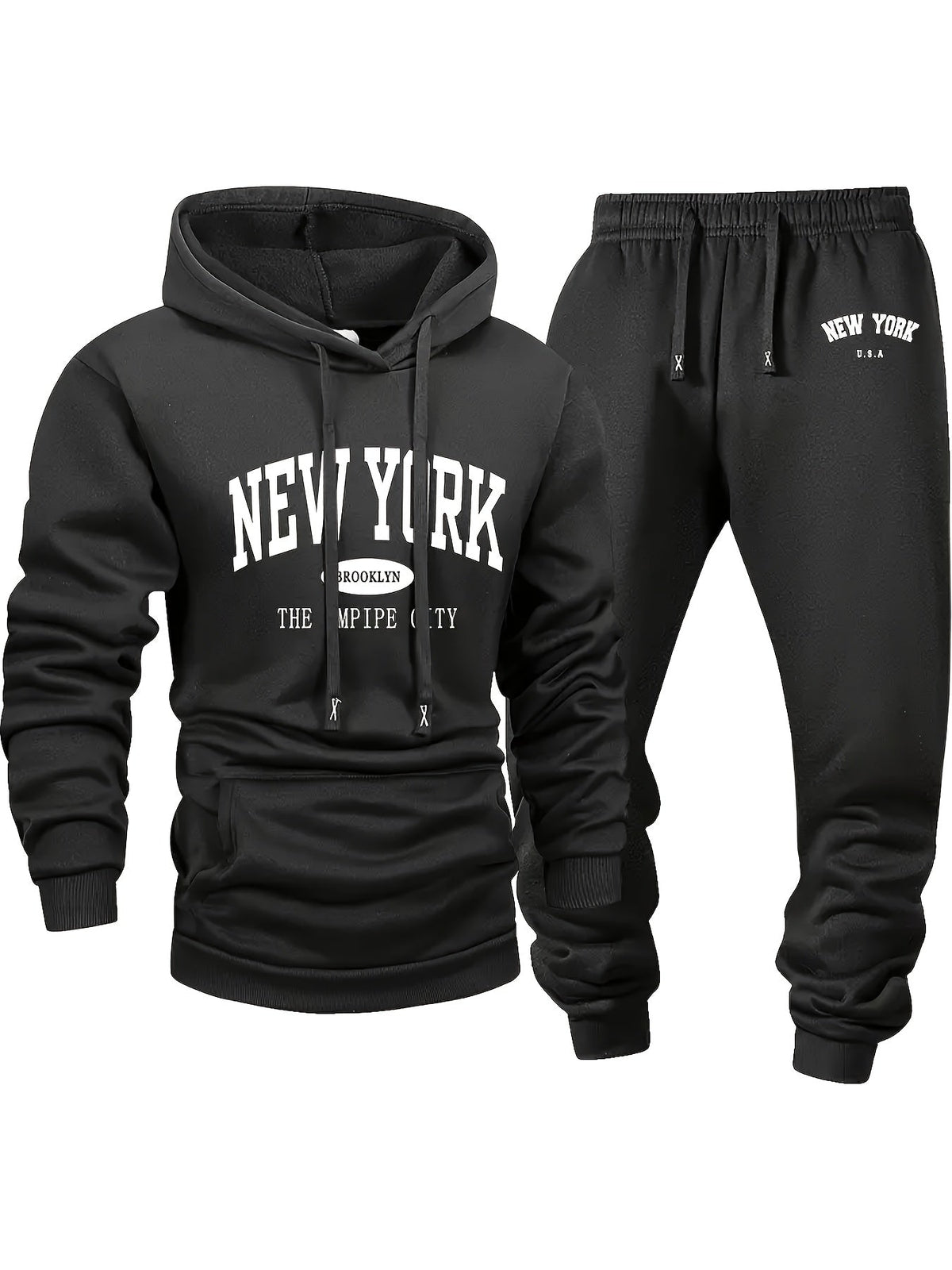 Ensemble de survêtement 6 pièces pour homme, sweat à capuche et pantalon de jogging - Vêtement de sport style urbain avec imprimé « City » pour le jogging, le fitness en extérieur et le quotidien, S-XXL