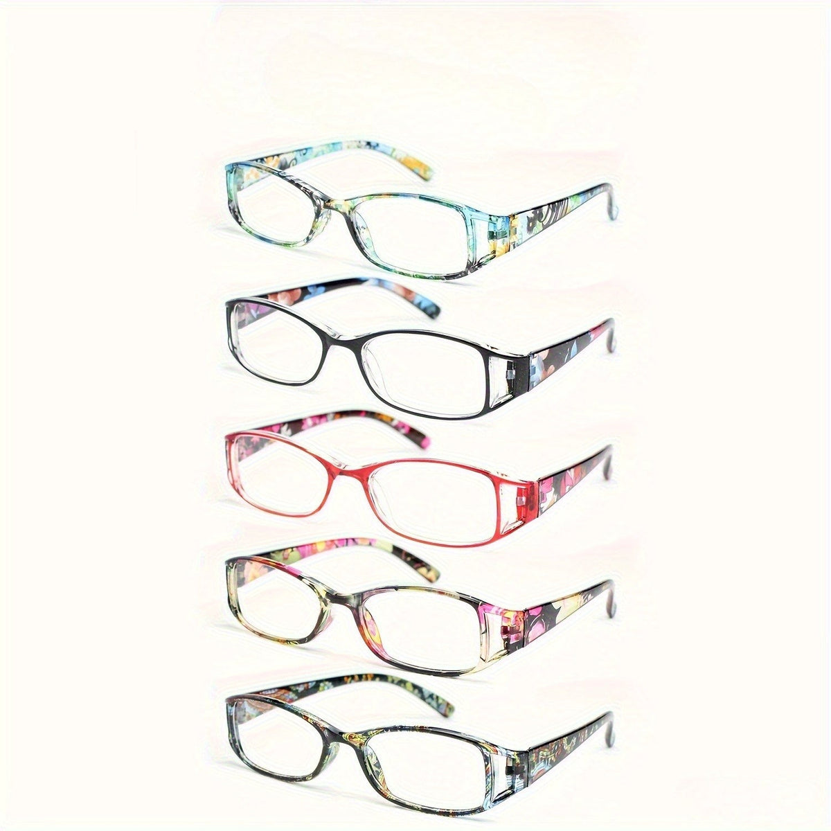 Lot de 5 lunettes de mode pour femmes – Petite monture ajourée, imprimé graffiti tendance, lunettes légères et élégantes pour femmes et adolescentes