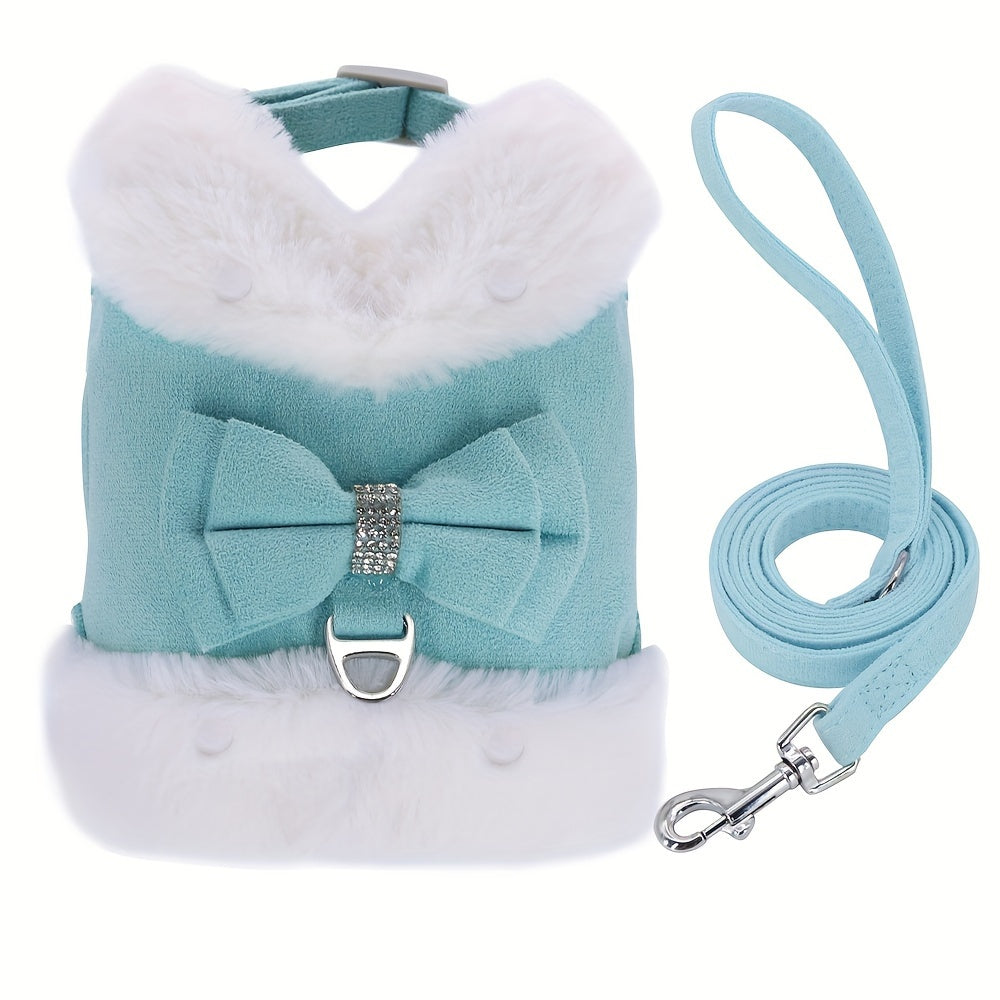 Small Dog Harness and Leash Set Soft Warm Winter Vest Harness for Small Dogs Cats Chihuahua Yorkie – Padded No-Pull Puppy Harness with Quick Release Buckle Dog Clothes Vest for Outdoor Walking