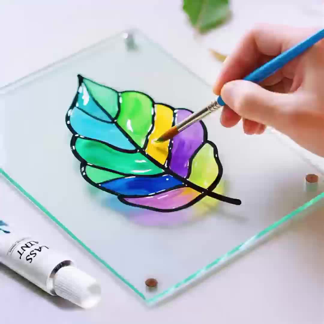 Kit de peinture sur verre, 12 couleurs acryliques non toxiques pour verre, vitraux, verres à vin, fenêtres et tasses en céramique, certifié ASTM, sans odeur, avec 3 pinceaux, pour adultes, artistes et débutants