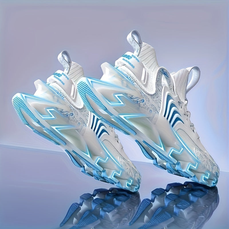 Baskets Blade pour hommes – Chaussures de sport à lacets en maille respirante avec semelle en caoutchouc, chaussures décontractées toutes saisons en noir, bleu, blanc et bleu foncé, pointures US 6–13,5