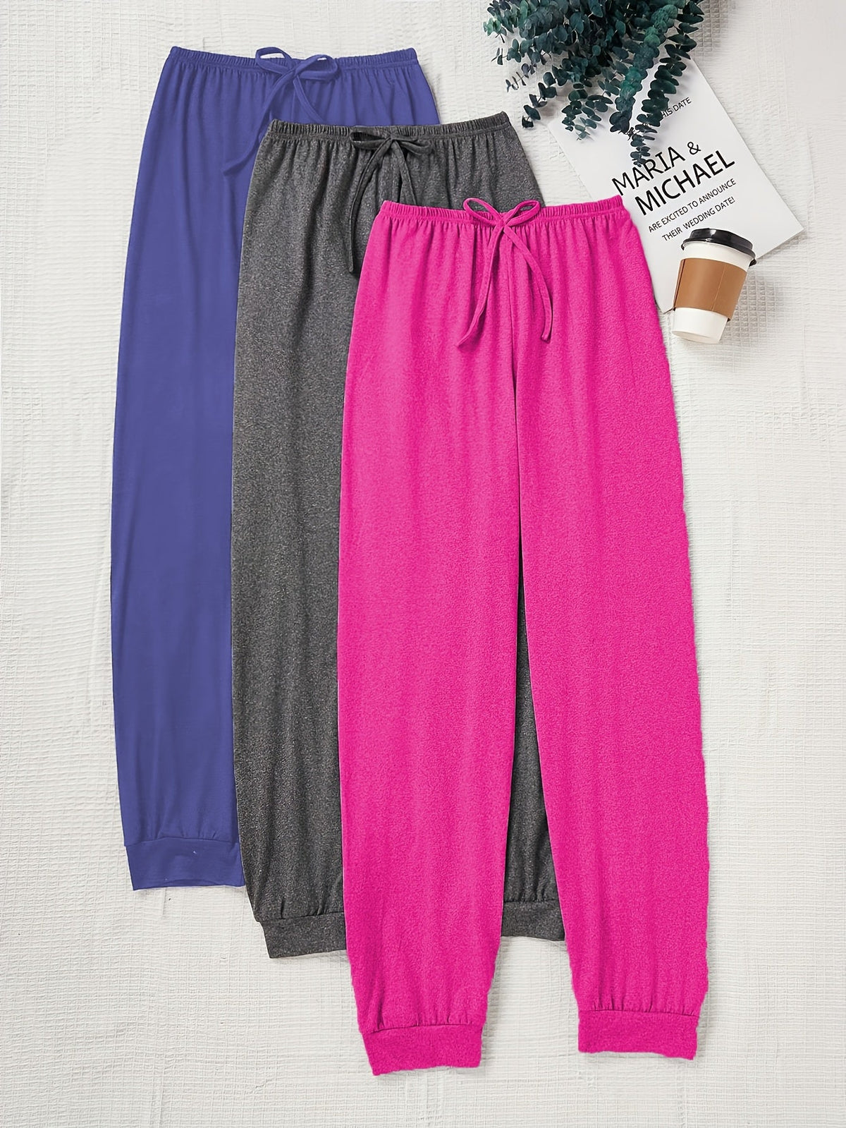 Pantalon décontracté à cordon pour femme, coupe ample, taille élastique, couleur unie, pantalon de détente pour la maison, automne, tricot confortable, polyester, XS S M L XL XXL