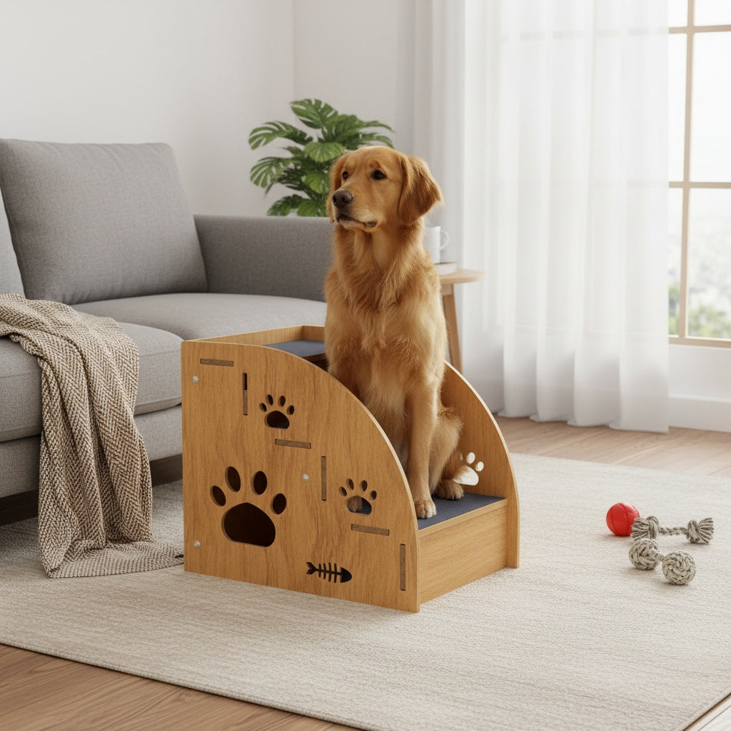 Escalier antidérapant pour chien et chat pour lit et canapé - Escaliers pour animaux à 3 ou 5 marches avec rampes de sécurité et design en pente, 38 cm de hauteur pour petits chiens, chats et animaux âgés, escalier léger et portable