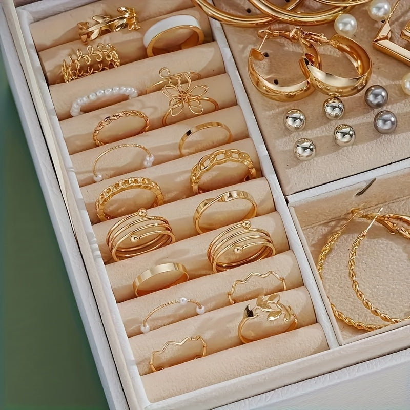 Ensemble de 86 bijoux fantaisie avec perles pour femme – Collier, bracelet, bagues et boucles d'oreilles avec breloques cœur, papillon, étoile et lune, accessoires de mode bohème pour fête, vacances, rendez-vous ou usage quotidien, idée cadeau