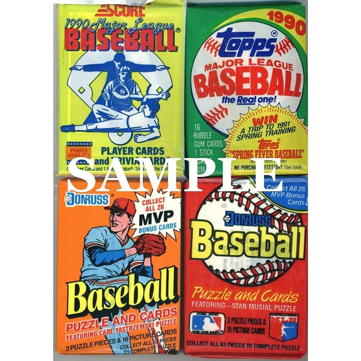 Lot de paquets de cartes de baseball MLB vintage assorties des années 1980-90 – 60 cartes au total, à la recherche de stars du Hall of Fame et de recrues, paquets non triés, parfait pour les collectionneurs et les cadeaux