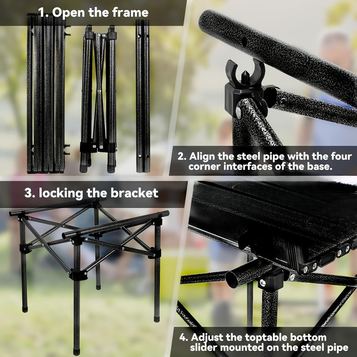 Grande table pliante portable avec sac de rangement - Table de jardin, pique-nique ou camping en extérieur, légère et facile à installer pour les voyages en voiture et excursions.