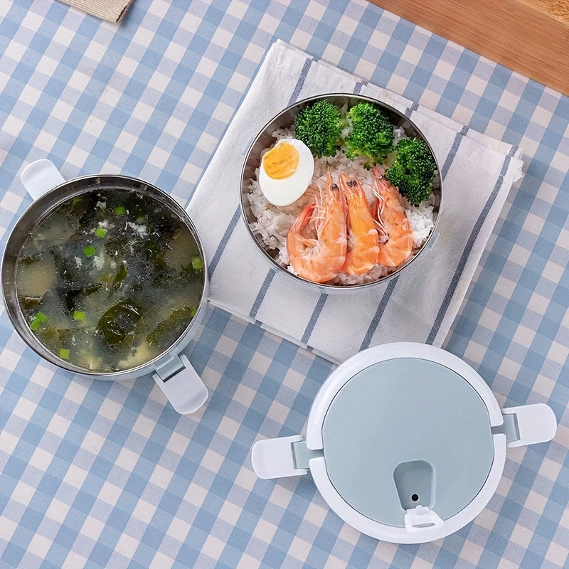 Ensemble de boîtes à lunch isothermes en acier inoxydable, 2/3/4 étages – Bento empilable avec couvercle, récipient alimentaire cylindrique étanche de 1,4 L pour le bureau, l'école, le camping, les pique-niques et l'usage en extérieur