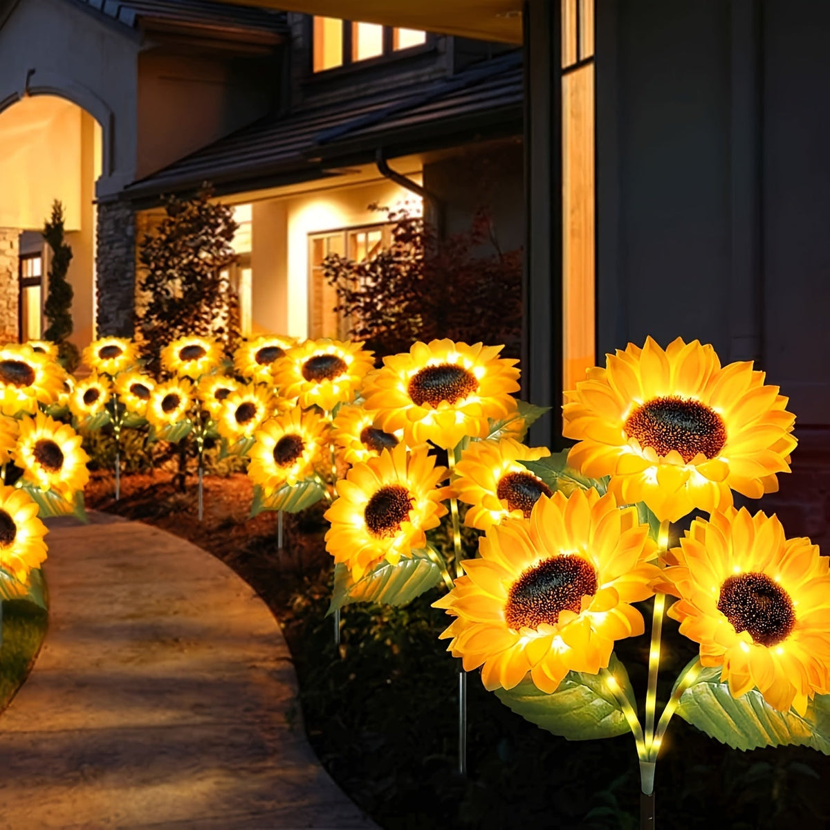 Lampes solaires tournesol pour jardin, éclairage décoratif étanche sur piquet pour allée, pelouse, patio, cour et parterre de fleurs, allumage/extinction automatique, décoration de jardin solaire, lot de 1 ou 2