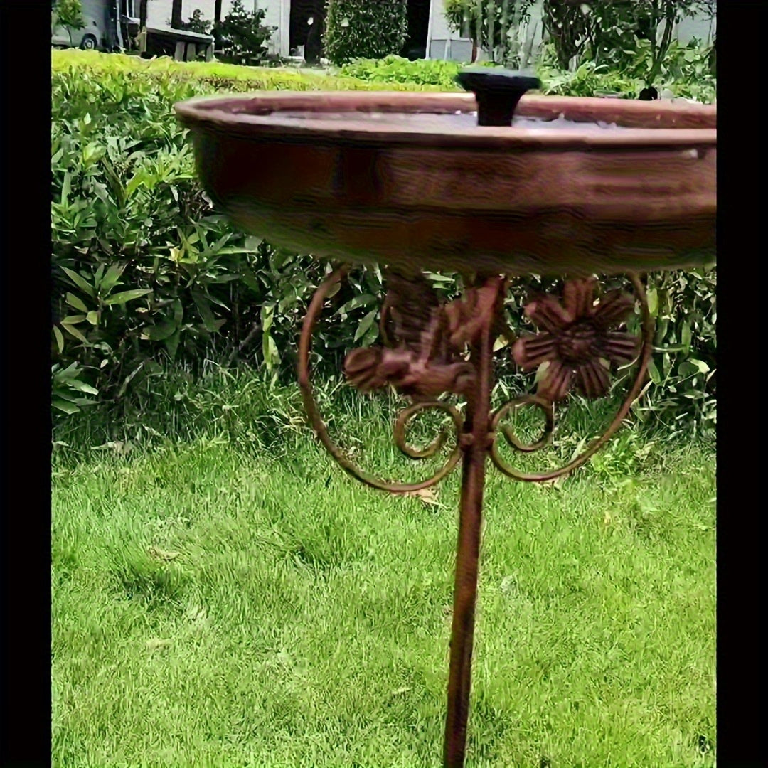 Ensemble abreuvoir et mangeoire pour oiseaux en métal avec motif tournesol – Colonne à base à 5 griffes, décoration de jardin résistante aux intempéries pour arrière-cour, cour et terrasse, attire les oiseaux sauvages