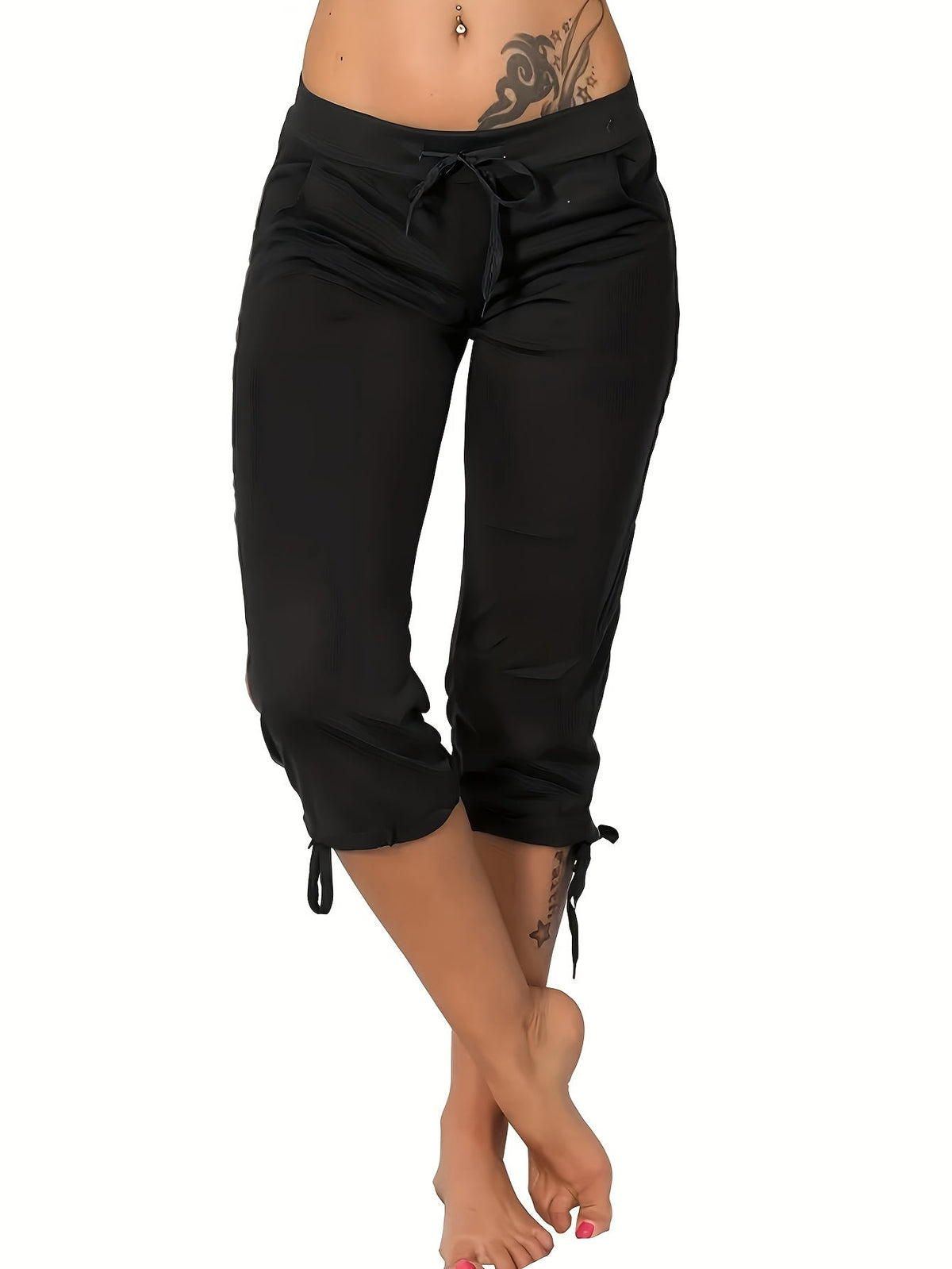 Lot de 4 pantalons courts légers pour femme – Pantacourts amples à taille cordon, bas d'été décontractés et respirants, tailles S-XXL, assortiments de couleurs variés
