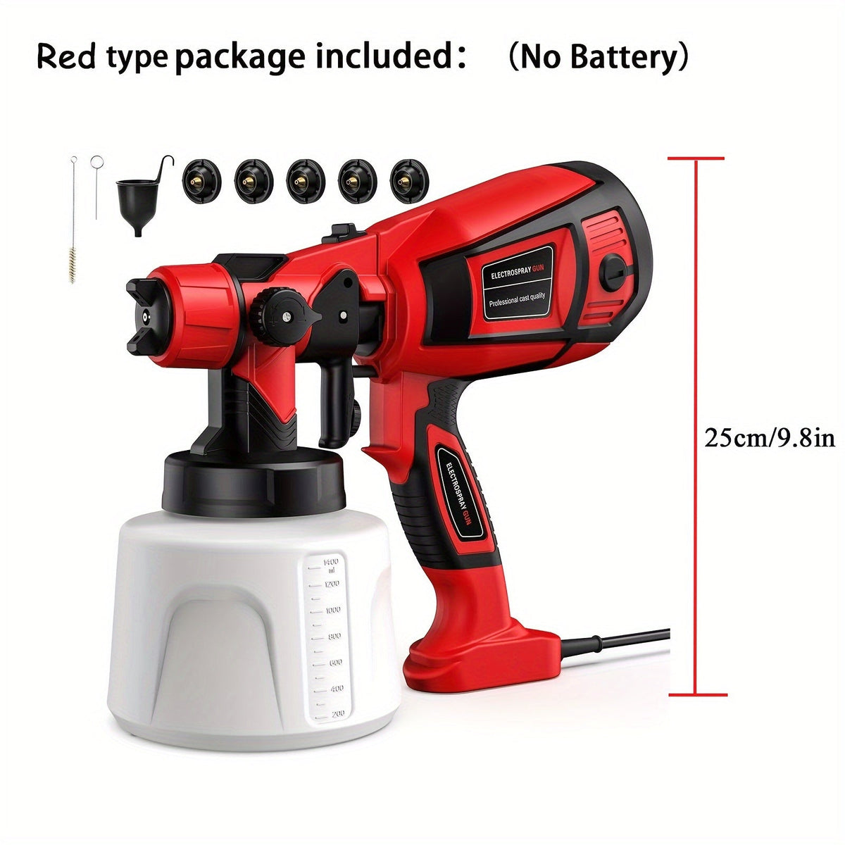 Pistolet à peinture électrique HVLP – Pistolet pulvérisateur airless avec 3 motifs, réservoir de 800 ml, nettoyage facile pour maison, meubles, placards, clôtures, murs, voitures et projets de bricolage