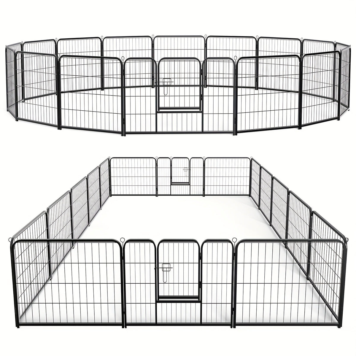 Parc pour chiens 8 ou 16 panneaux, chenil en métal à monter soi-même avec porte pour grands, moyens et petits chiens – 24, 32, 40 pouces, enclos pour chiots intérieur/extérieur, facile à assembler et à déplacer