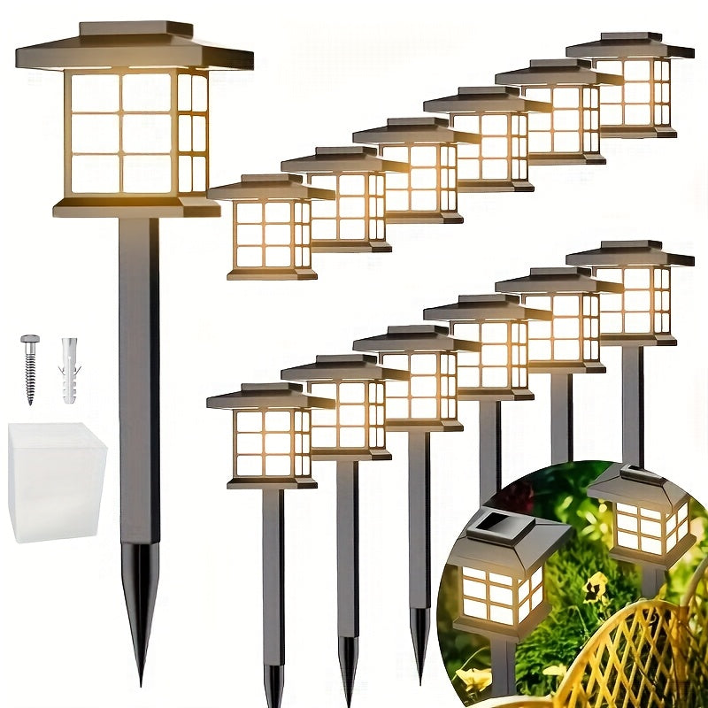 Lot de 6/12/24 lampes solaires d'extérieur pour jardin, étanches IP44 | Éclairage paysager LED blanc chaud/multicolore pour allée, cour, terrasse et décoration de fête – Marche/arrêt automatique