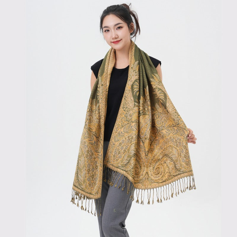 Écharpe pashmina à motif cachemire « queue de phénix » – Châle enveloppant épais et chaud pour femme, tissu doux et luxueux disponible en 17 couleurs éclatantes, polyvalent pour les événements formels, le quotidien et les cadeaux