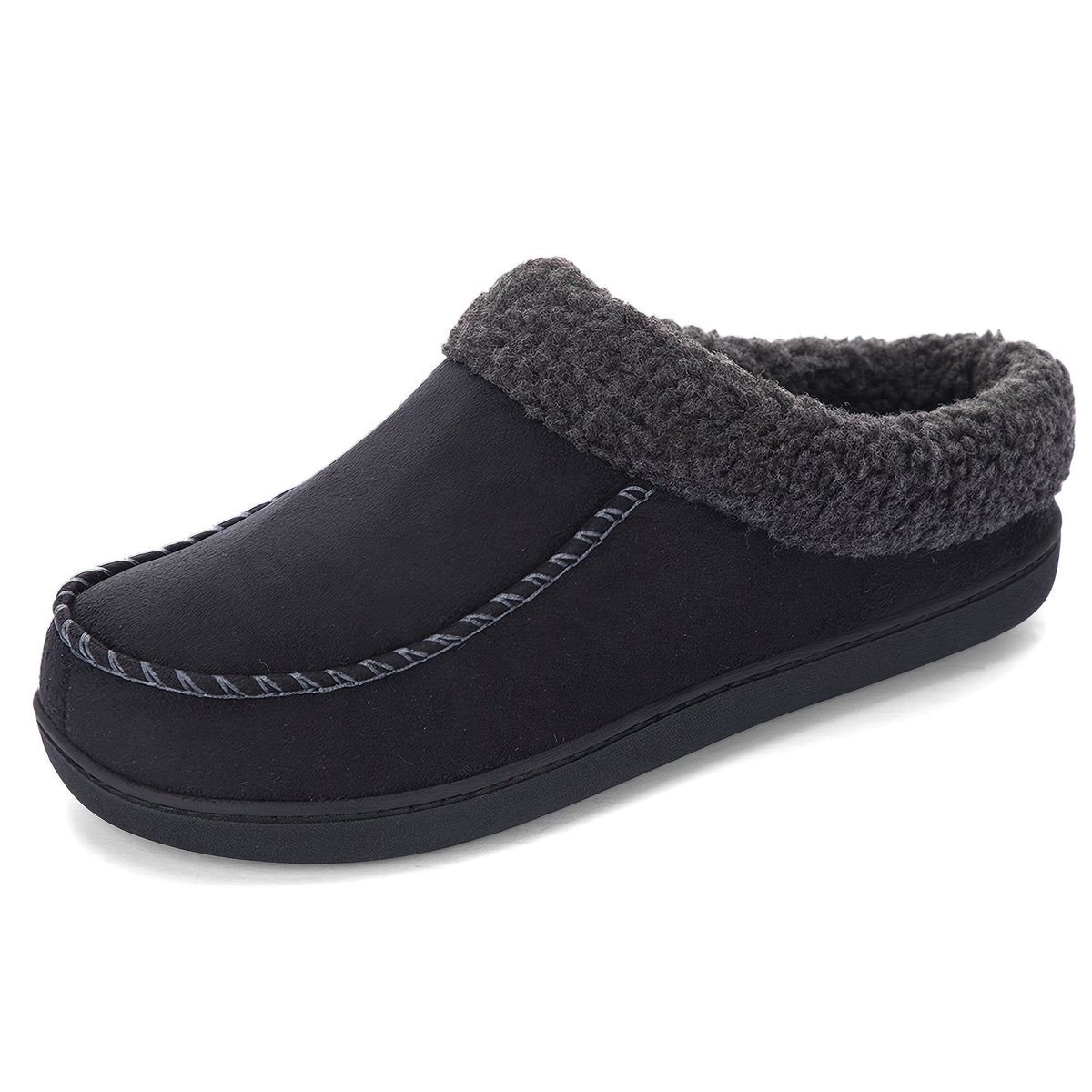 Mocassins pour homme à col en peau de mouton – Rembourrage en mousse à mémoire de forme, semelle antidérapante en TPR, doublure chaude, chaussures à enfiler pour l'intérieur et l'extérieur en toute saison – Brun café, chameau, noir (US 7–12)