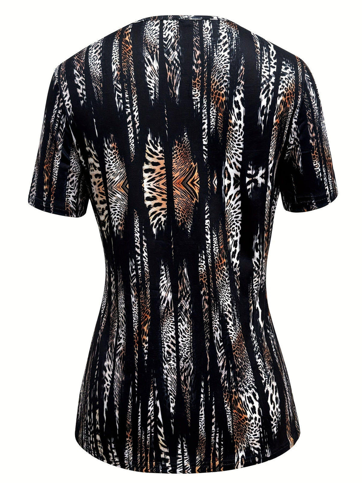 T-shirt femme à col carré et imprimé cachemire effet 2-en-1 – Style bohème décontracté pour tous les jours, superposition, manches courtes, mode printemps-été