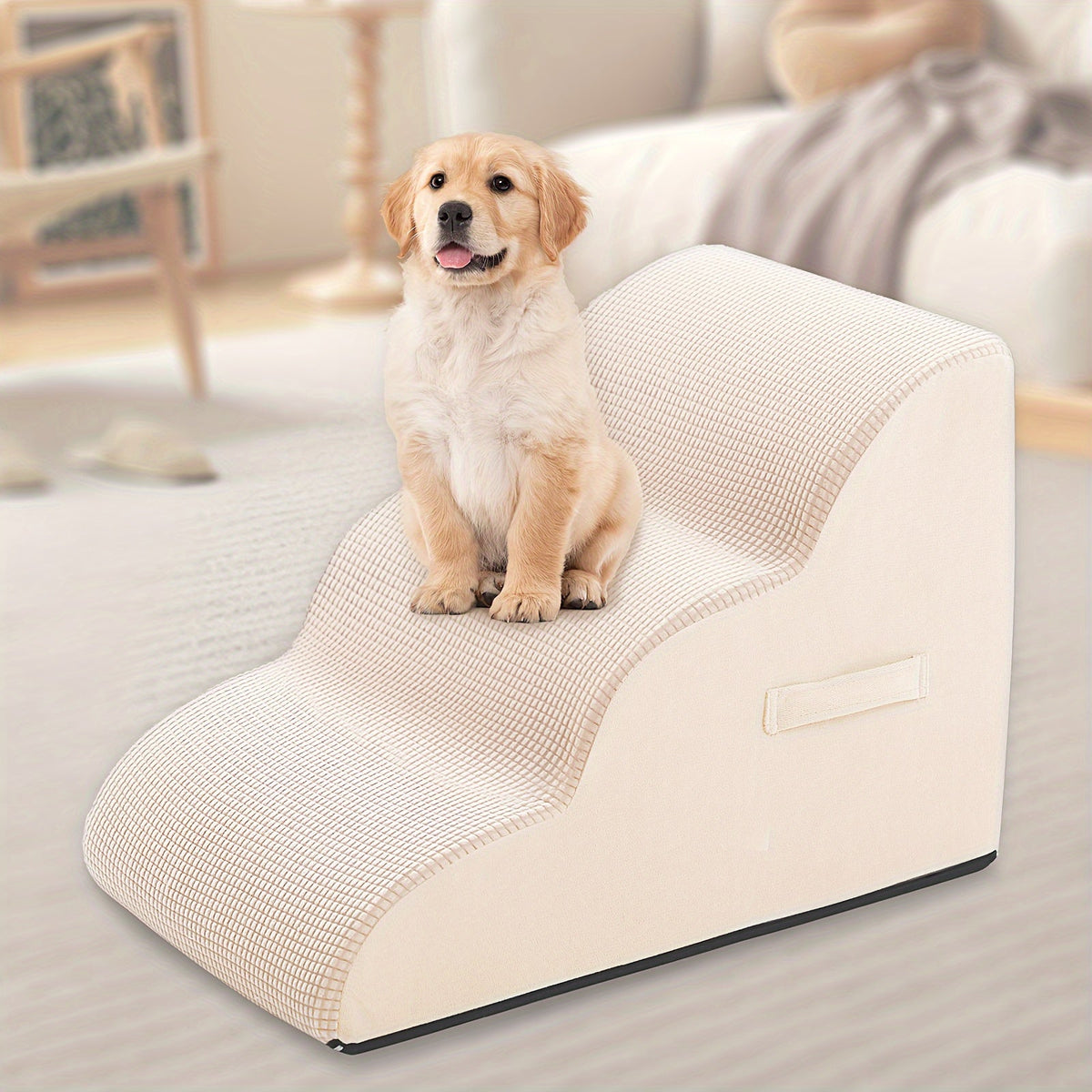 Escalier pour chien pour lit et canapé – Marches antidérapantes pour animaux 2/3/4 marches pour petits chiens et chats, housse amovible et lavable, rampe orthopédique pour chiens âgés, animaux blessés et soulagement des douleurs articulaires, 5 coloris