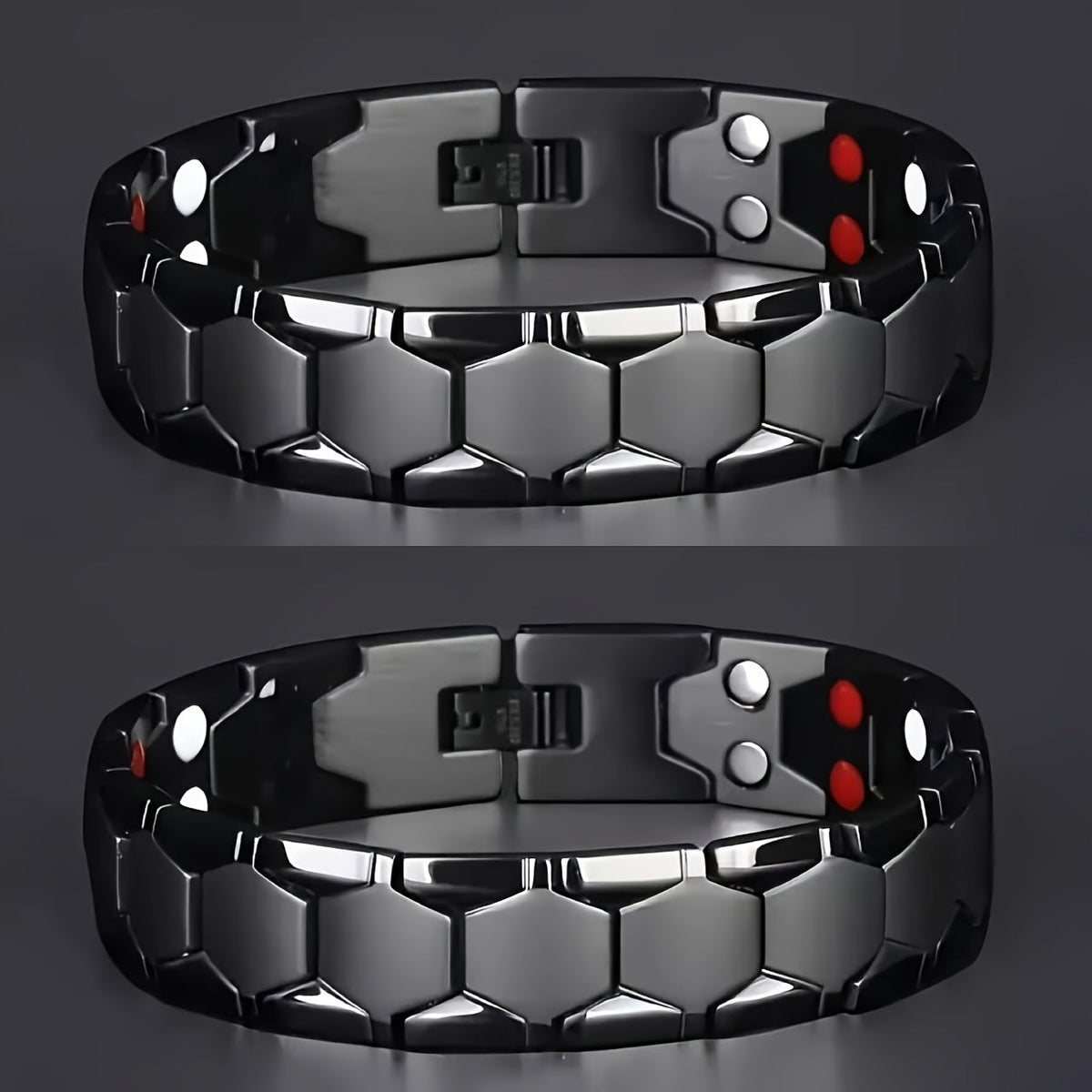 Bracelet hexagonal large en alliage de titane pour hommes, lot de 2 – Bracelet hypoallergénique et résistant à l'eau avec fermoir à ressort, accessoire de mode pour homme, disponible en noir, argent et or