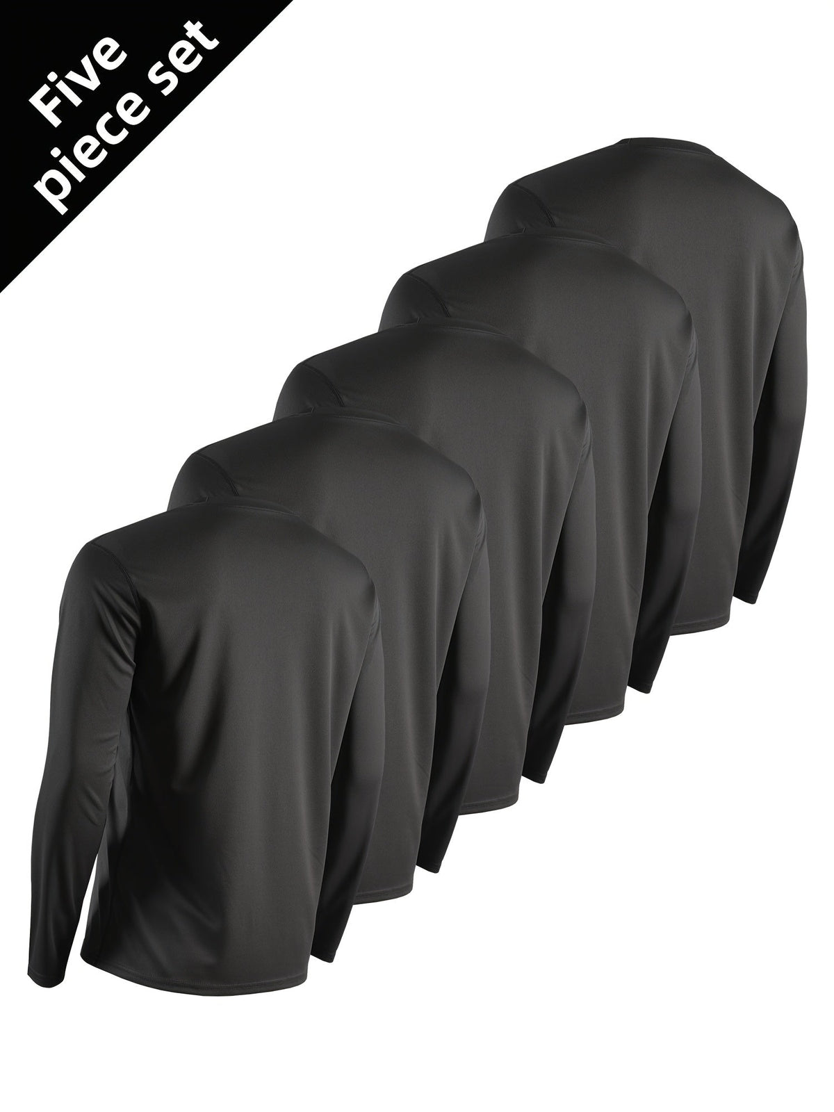 Lot de 5 t-shirts de sport à manches longues pour homme, séchage rapide, évacuation de l'humidité, respirants, anti-odeurs, extensibles, pour running et entraînement, S-XXL