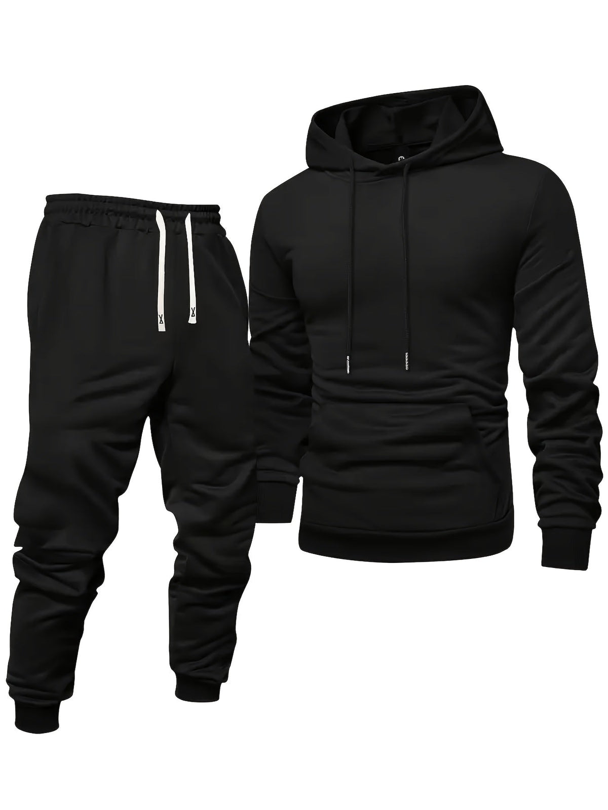 Ensemble de survêtement pour homme, lot de 6 pièces, sweat à capuche décontracté à manches longues avec cordon de serrage, pantalon de jogging, tissu tricoté, noir, rouge, gris, couleur unie, tenue de sport, coupe régulière, tenue d'entraînement.