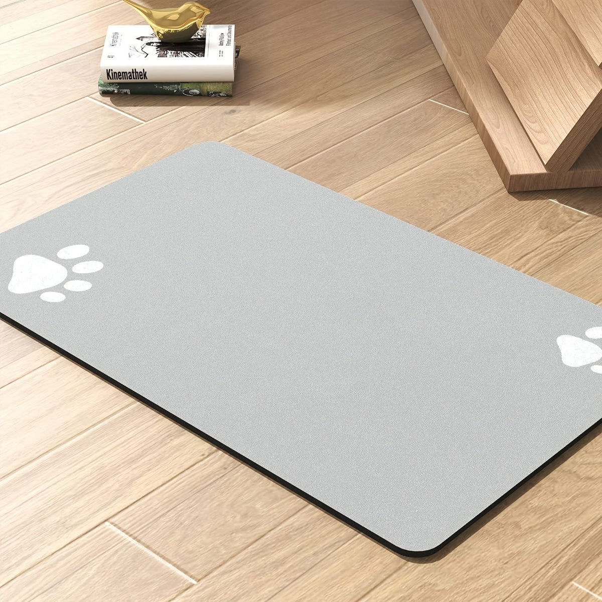 Tapis de nourrissage pour animaux motif pattes — Tapis de gamelle en caoutchouc absorbant à séchage rapide pour chiens et chats, dessous de plat antidérapant, résistant aux taches et facile à nettoyer | Cadeau de décoration intérieure