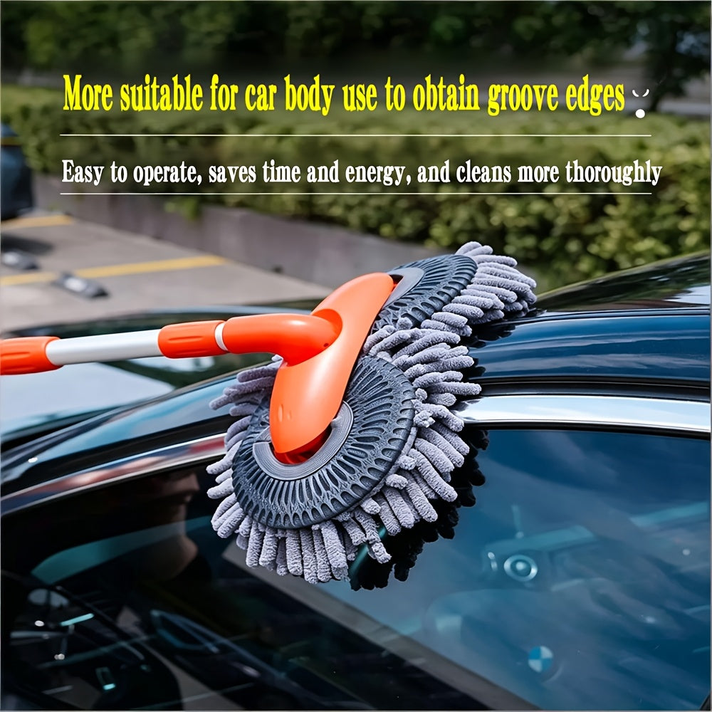 Ensemble balai et brosse de nettoyage pour voiture en microfibre réglable – Balai de lavage à manche télescopique pour voitures et camions, brosse en microfibre douce pour un nettoyage extérieur sans rayures, une brillance impeccable à chaque fois