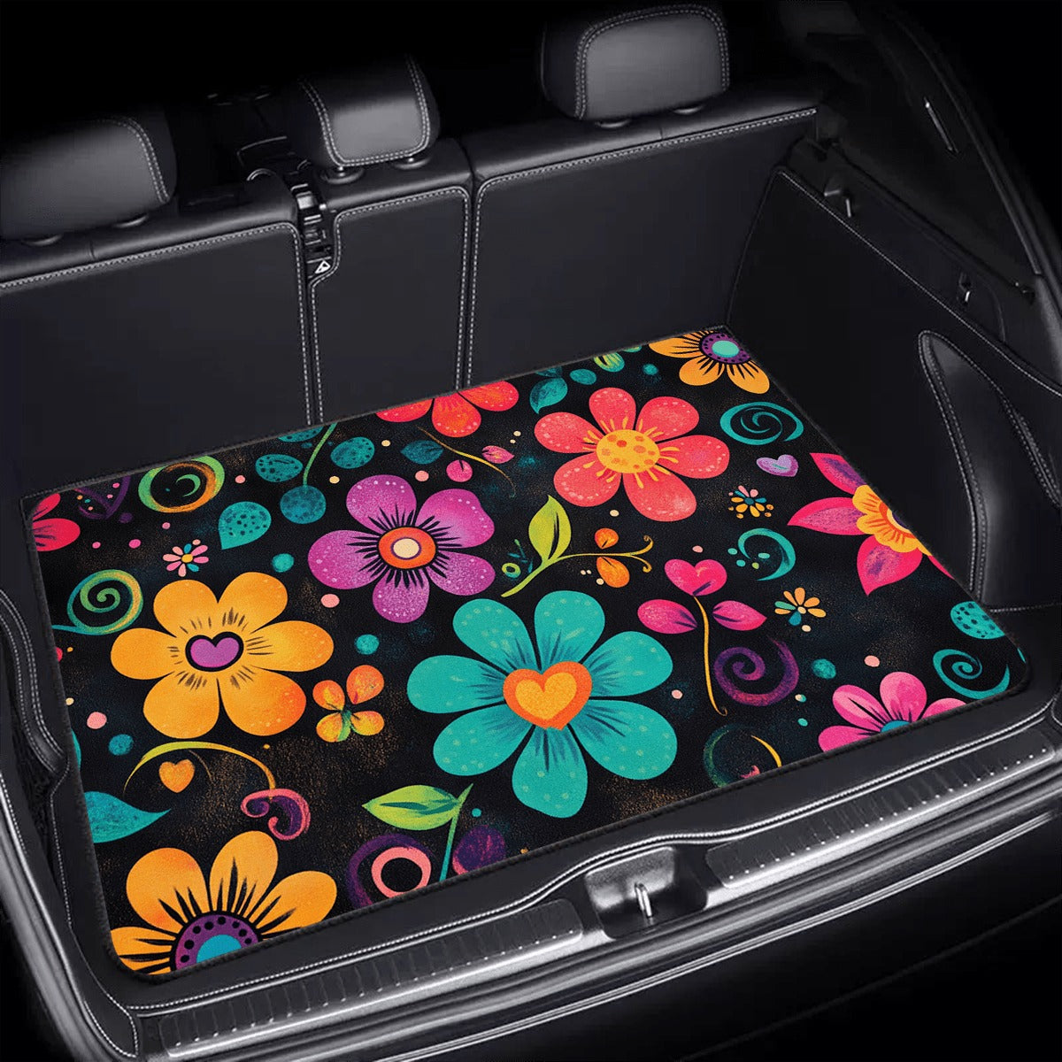 Tapis de coffre pour voiture – Revêtement de chargement antidérapant et imperméable avec motifs uniques, protection intérieure de véhicule durable contre la saleté, les déversements et les rayures, ajustement universel