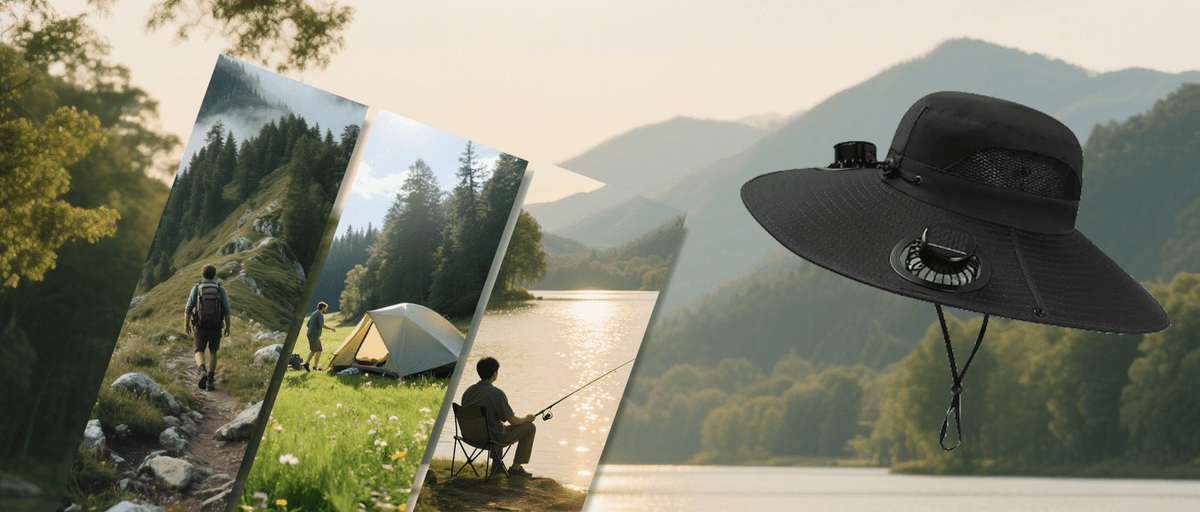 Chapeau de soleil avec ventilateur solaire pour hommes – Large bord anti-UV, ventilateur solaire intégré, taille unique – Idéal pour la pêche, la randonnée, la plage et les activités de plein air