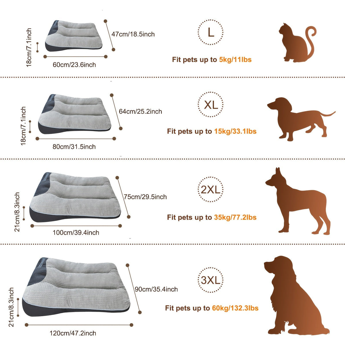 Canapé-lit futon de luxe à carreaux pour chiens et chats de taille moyenne et grande – Garnissage en polyester doux toutes saisons, fond antidérapant, parfait pour les golden retrievers, comprend des balles jouets en bonus, lit douillet pour chien