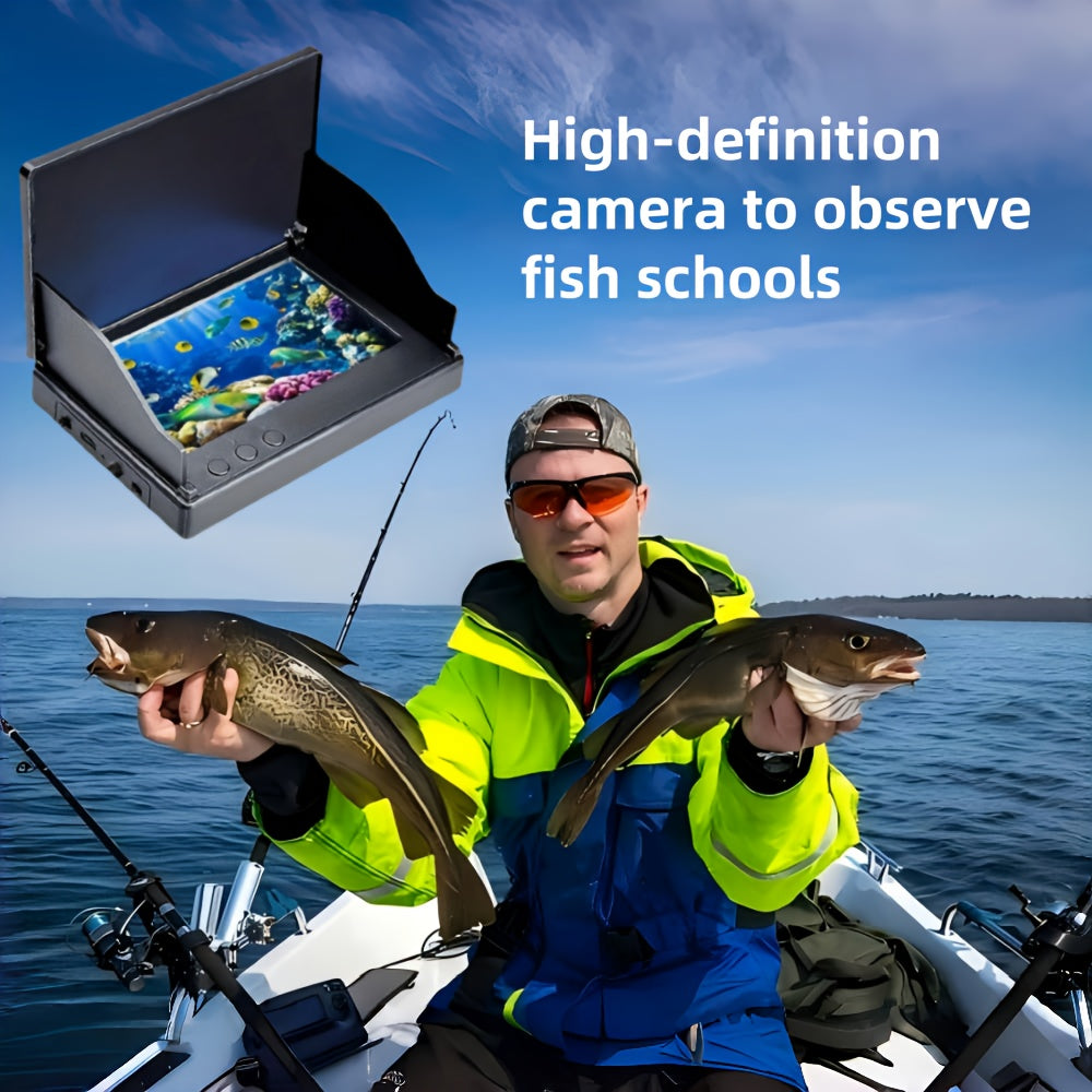 Détecteur de poissons avec caméra sous-marine HD, écran 4,3 pouces, objectif grand angle 140 degrés, lumière attractive pour poissons, kit de visionnage de pêche portable pour la pêche sur glace, en lac et en rivière