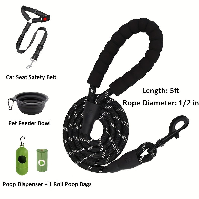 Ensemble harnais anti-traction et laisse 6-en-1 pour chien – Gilet réfléchissant en tissu Oxford sans étranglement avec double attache de laisse et poignée de contrôle facile pour chiens petits, moyens et grands, 5 couleurs, du XS au XL