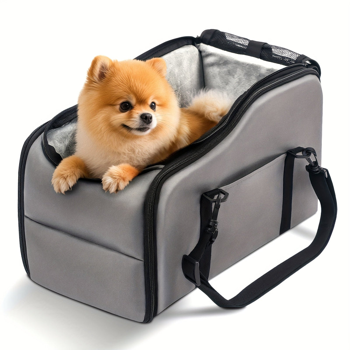 Siège auto rehausseur pour animaux avec harnais de sécurité – Coussin de transport pour chiens et chats pour console centrale, lit de voyage portable, construction robuste facile à nettoyer, plusieurs coloris