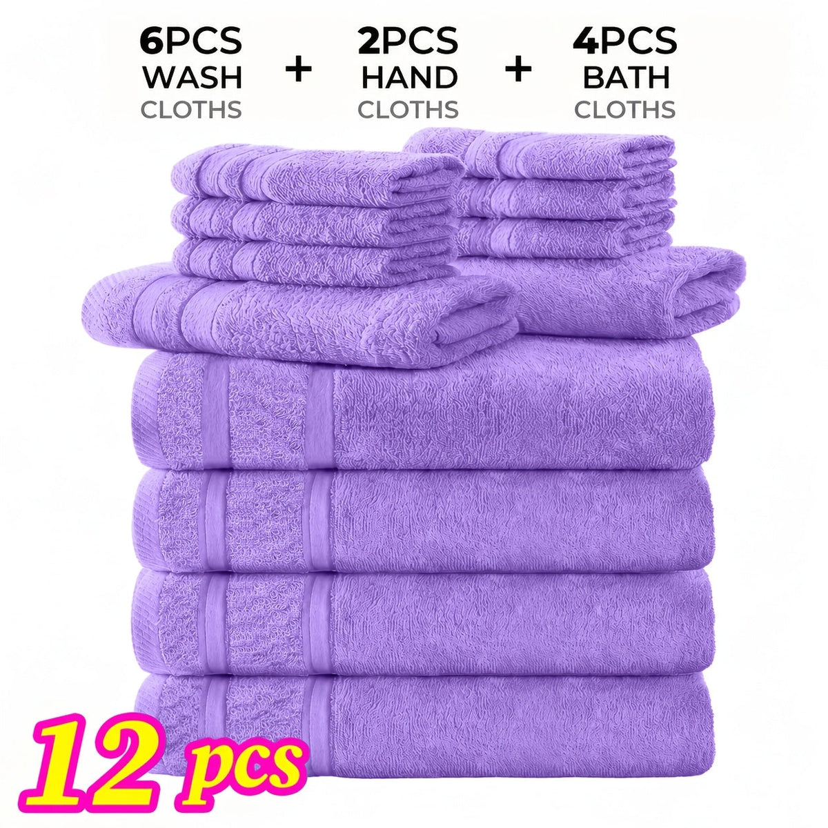 Ensemble de 12 ou 24 débarbouillettes en coton – Qualité hôtel, très absorbantes et à séchage rapide pour salle de bain, spa, salle de sport et maison, gris foncé, bleu, blanc, violet, orange