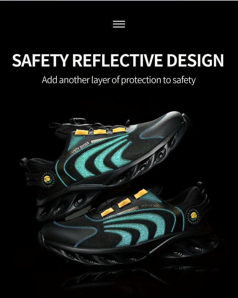 Chaussures de sécurité à embout d'acier pour hommes, largeur large, anti-perforation avec boucle rotative – Bottes de travail antidérapantes et rembourrées pour la construction, l'industrie et l'entrepôt, tailles US 6,5–13,5