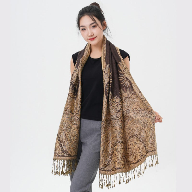 Écharpe pashmina à motif cachemire « queue de phénix » – Châle enveloppant épais et chaud pour femme, tissu doux et luxueux disponible en 17 couleurs éclatantes, polyvalent pour les événements formels, le quotidien et les cadeaux