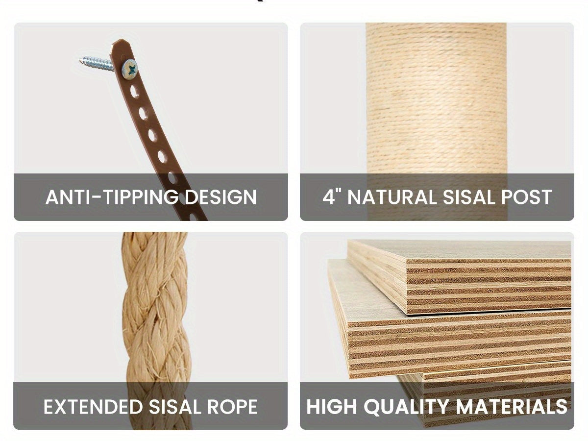 Arbre à chat multi-niveaux de 150 cm pour chats d'intérieur – Grand arbre à chat avec zone de repos en peluche, poteau à griffer en sisal et jouet à balle suspendue – Idéal pour chambre, salon et foyers multi-chats – Velora