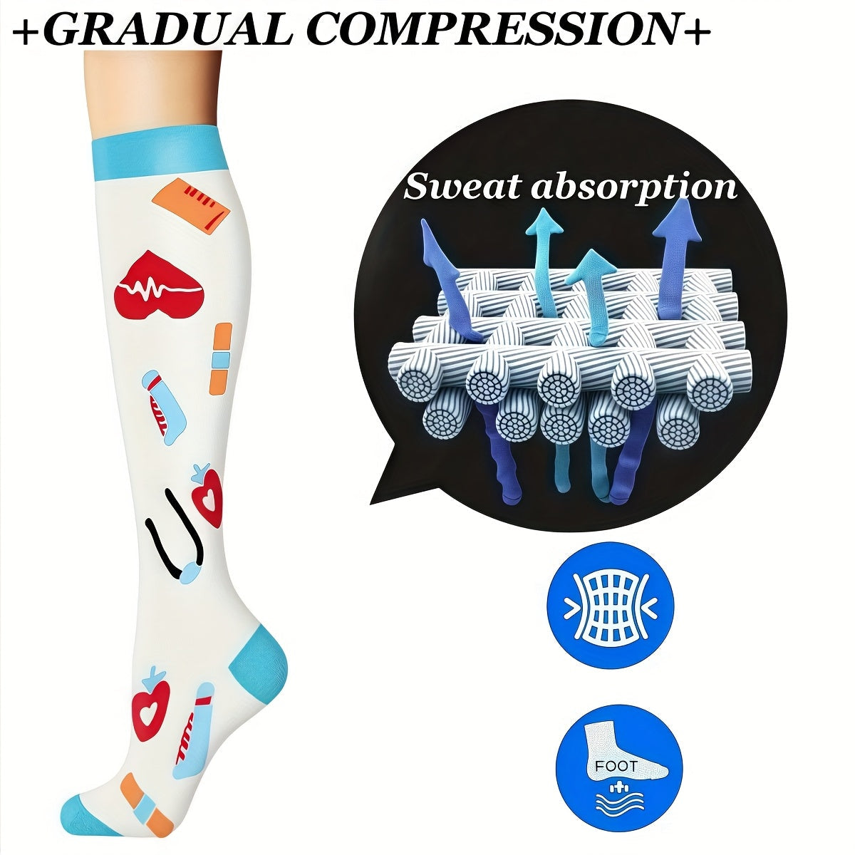 Lot de 6 paires de chaussettes de sport de compression légères et mixtes – Chaussettes de sport décontractées pour la course, le cyclisme, le football, la randonnée, les activités de plein air et les voyages, tailles S/M et L/XL