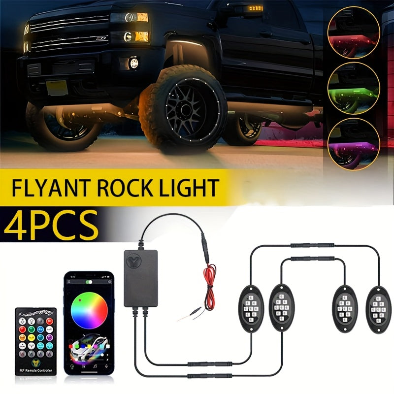 Kit de lumières LED RGB pour camions et pick-ups – Activation sonore, contrôle par application et télécommande, éclairage néon multicolore pour châssis, 9 grosses ampoules LED, 4/6/8/10 modules d'éclairage de bas de caisse
