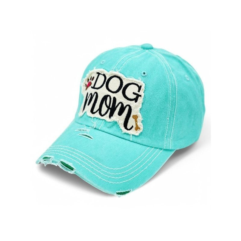 Casquette de baseball vintage brodée avec patte et os pour maman de chien – 100 % coton, respirante, réglable, protection UV, cadeau pour amoureux des chiens, disponible en rose, noir, bleu sarcelle et kaki