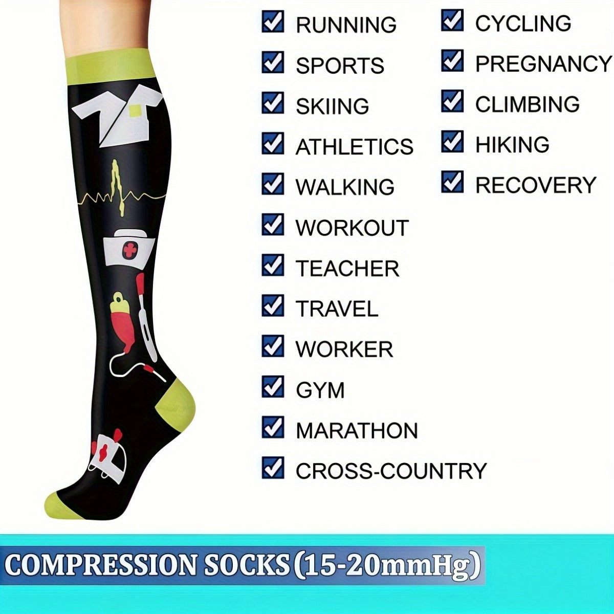 Lot de 6 paires de chaussettes de sport de compression légères et mixtes – Chaussettes de sport décontractées pour la course, le cyclisme, le football, la randonnée, les activités de plein air et les voyages, tailles S/M et L/XL
