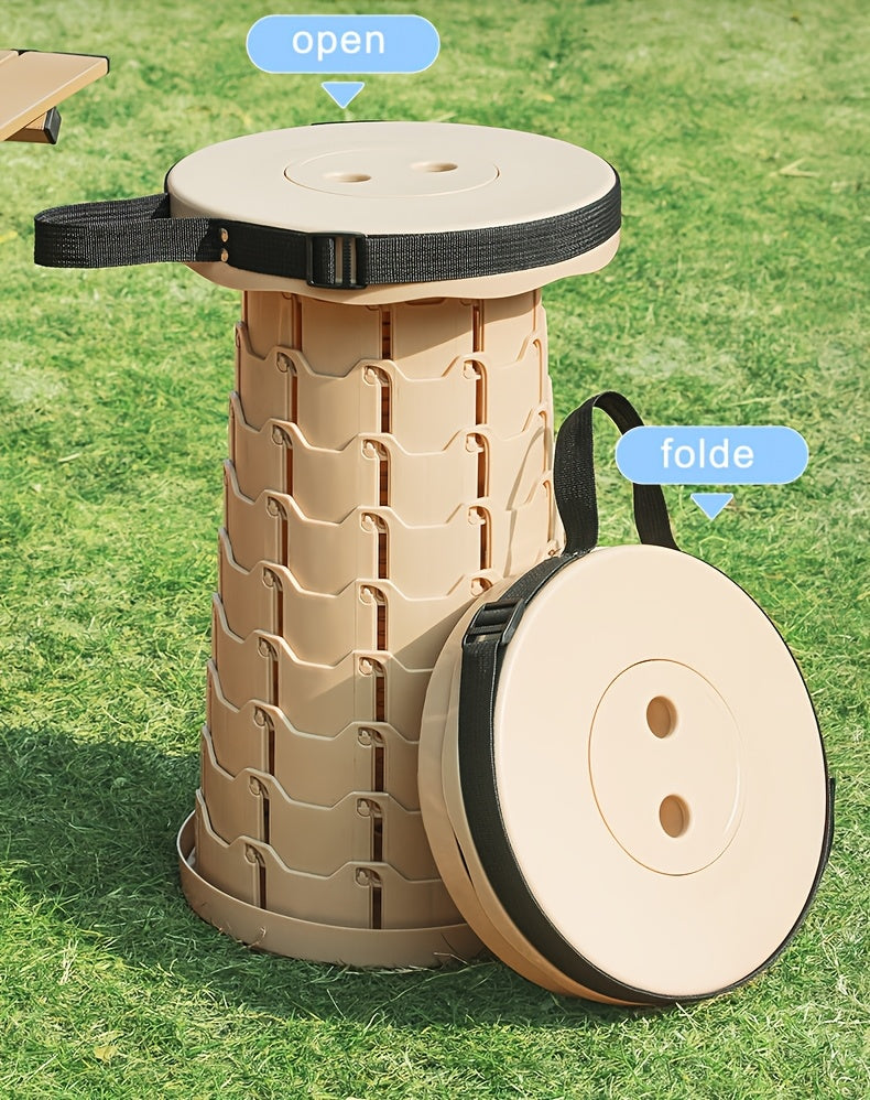 Lot de 2 tabourets pliants télescopiques, capacité 180 kg, siège rétractable portable pour camping, pêche, randonnée, cuisine et extérieur – Tabouret arc-en-ciel léger – Noir