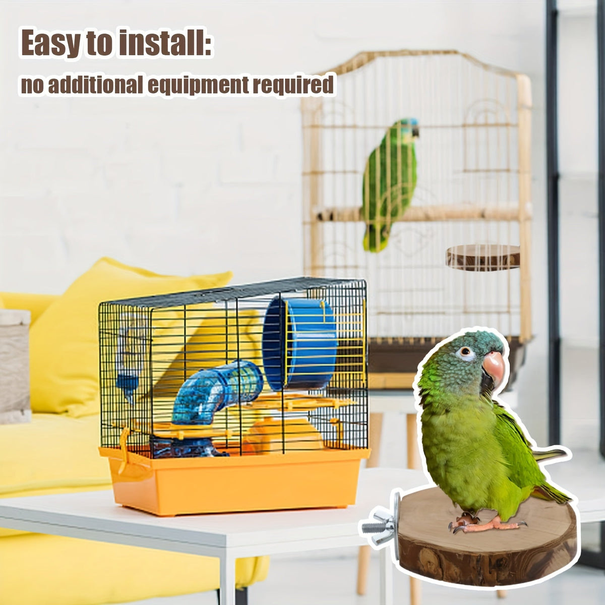 Ensemble de 8 perchoirs en bois naturel pour oiseaux, branche de pommier, support à fourches multi-branches, plateforme suspendue, hamac, balançoire pour aras, conures, perruches, ondulées et pinsons