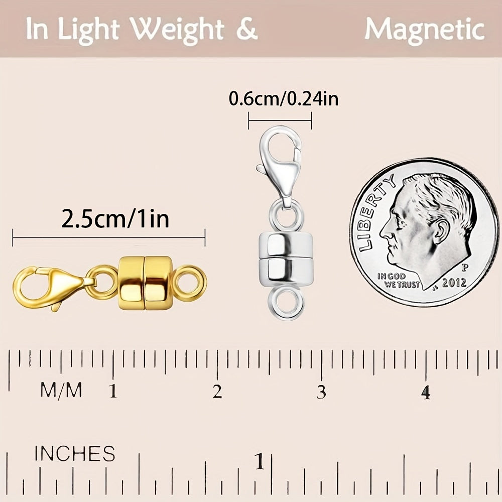 Lot de 18 fermoirs magnétiques pour colliers, or et argent – Convertisseur de fermoir magnétique pour bijoux avec fermoirs mousquetons pour bracelets, colliers et chaînes – Attache de bijoux facile, adaptée aux personnes arthritiques