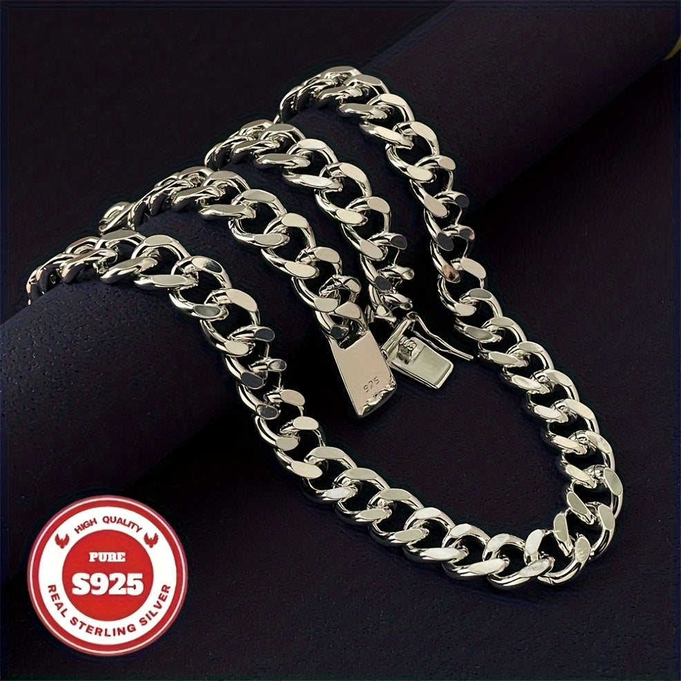 Collier chaîne cubaine pour homme en argent sterling 925 – 6 mm et 10 mm de large, 18 à 24 pouces, chaîne à maillons épais faite à la main, bijou durable pour le quotidien et les occasions spéciales